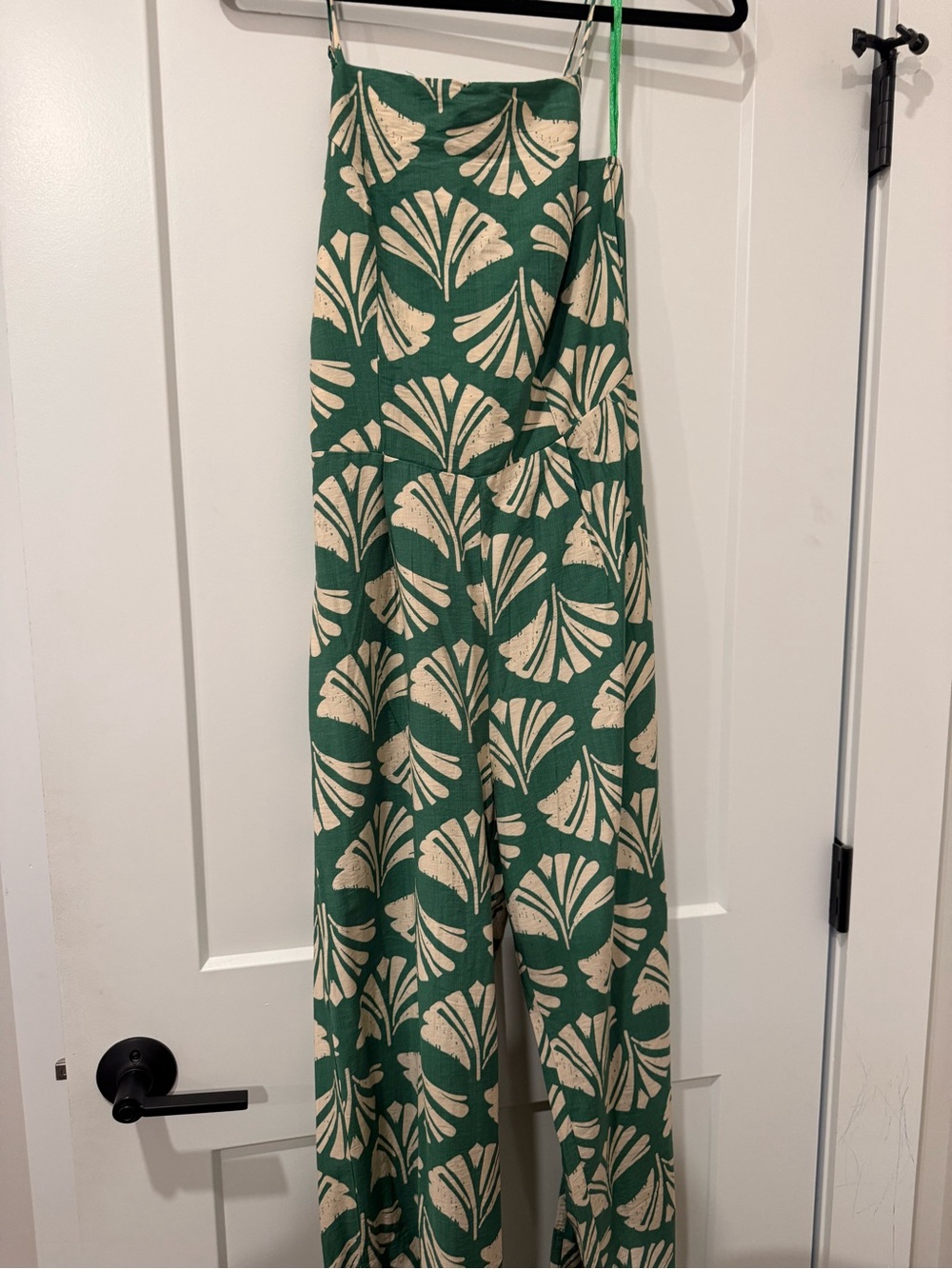 Monteau Green and Cream Printed Wide-Leg Jumpsuit - Picture 3 of 5